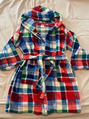 Kids Hooded Plaid Fleece Bathrobe Size M (8) Cat & Jack